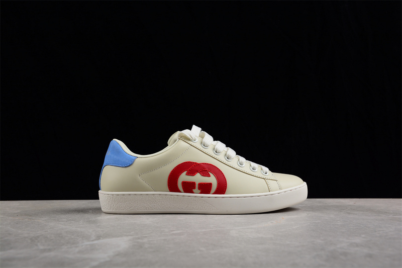 Gucci Ace Low Top Casual Sneakers Beige/Red/Light Blue 27