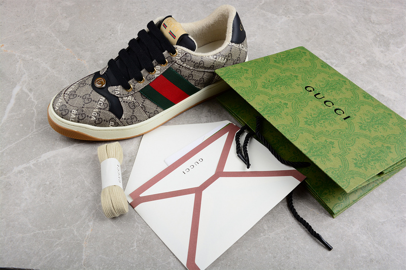 Gucci Distressed Screener Sneaker Grey/Black/Red-Beige 5