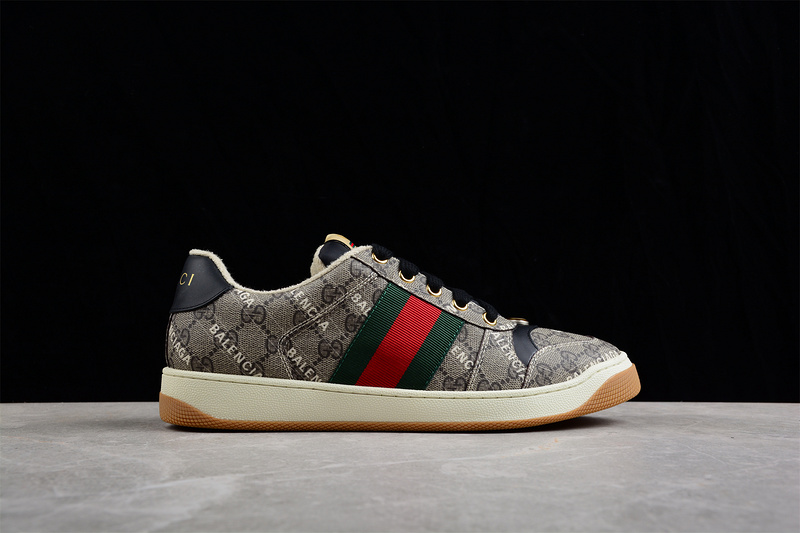 Gucci Distressed Screener Sneaker Grey/Black/Red-Beige 7