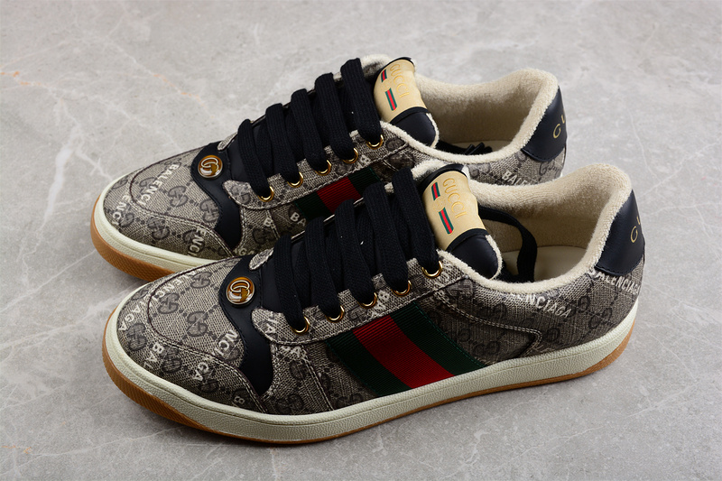 Gucci Distressed Screener Sneaker Grey/Black/Red-Beige 17