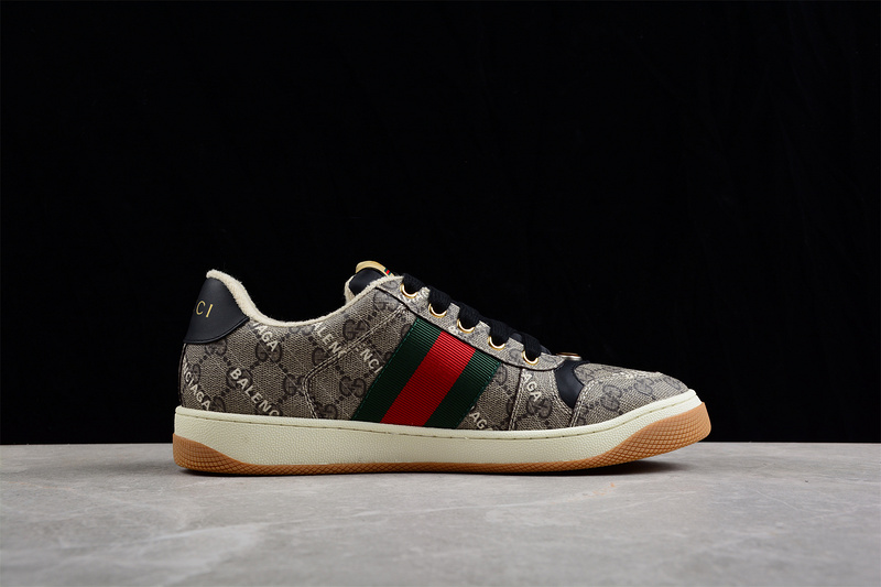 Gucci Distressed Screener Sneaker Grey/Black/Red-Beige 21