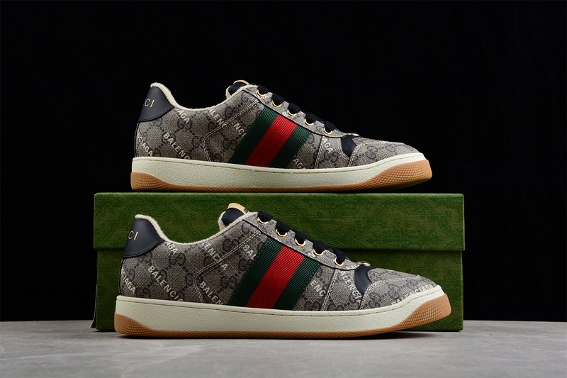 Gucci Distressed Screener Sneaker Grey/Black/Red-Beige 31