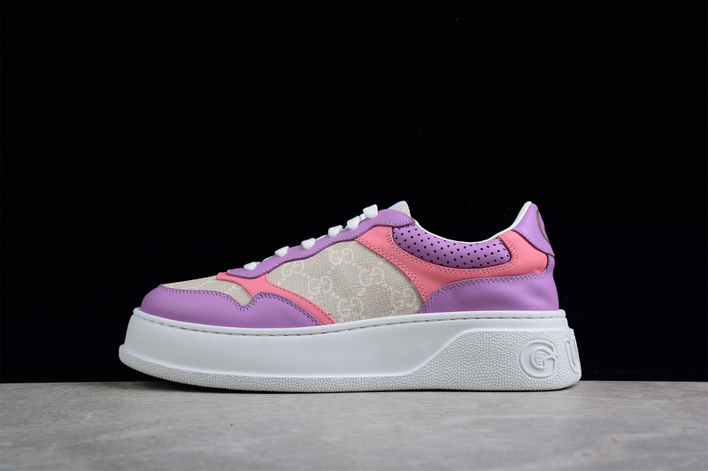 Gucci Screener Gg High-Top Sneaker White/Purple/Pink 9