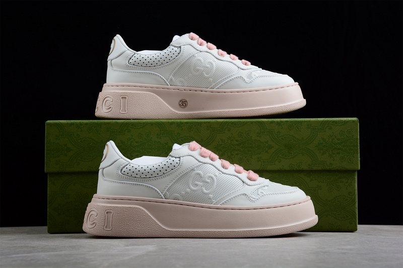 Gucci Screener Gg High-Top Sneaker White/White/Pink 11