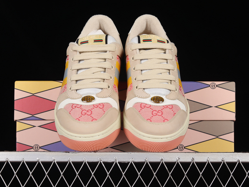 Gucci Screener Sneakers Beige/Light Pink/Yellow-White 15