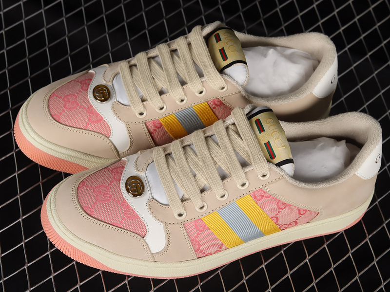 Gucci Screener Sneakers Beige/Light Pink/Yellow-White 17