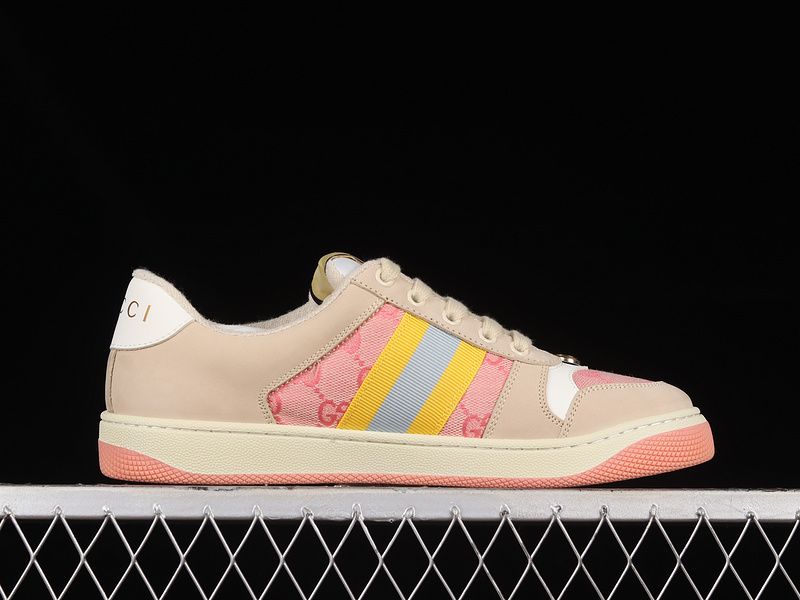 Gucci Screener Sneakers Beige/Light Pink/Yellow-White 25