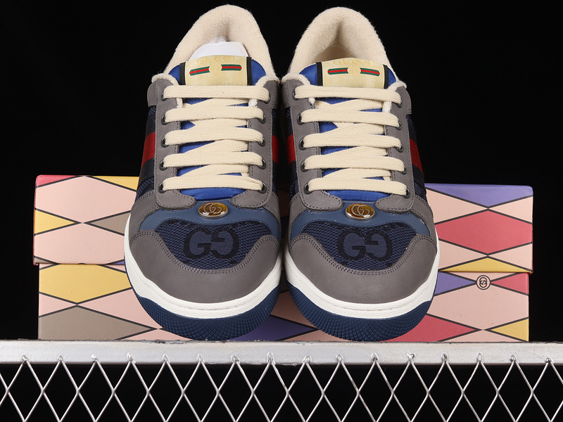 Gucci Screener Sneakers Dark Grey/Navy Blue/Red 31