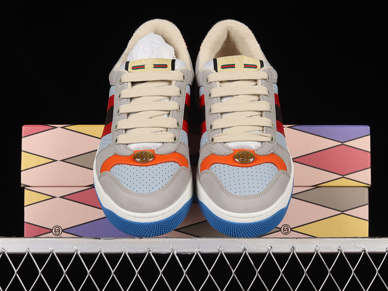 Gucci Screener Sneakers Light Grey/Multi-Color/Red 17