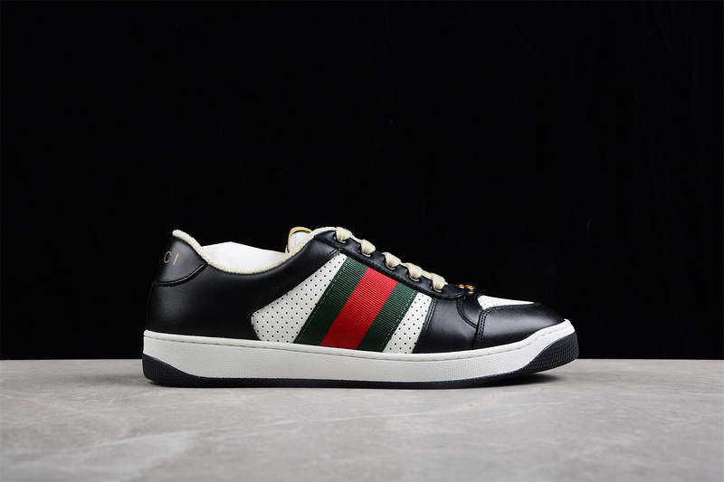 Gucci Ace Embroidered Low-Top Black/White/Red-Green 17