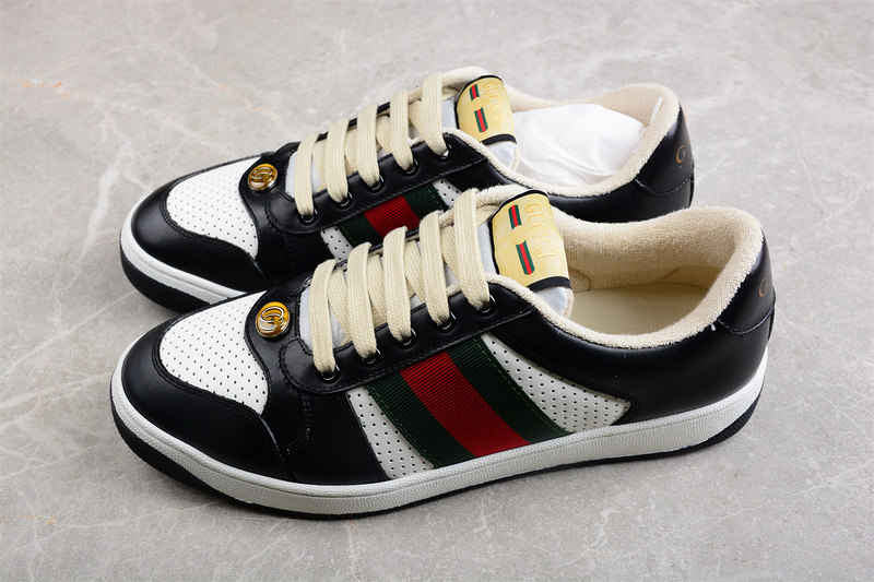 Gucci Ace Embroidered Low-Top Black/White/Red-Green 31