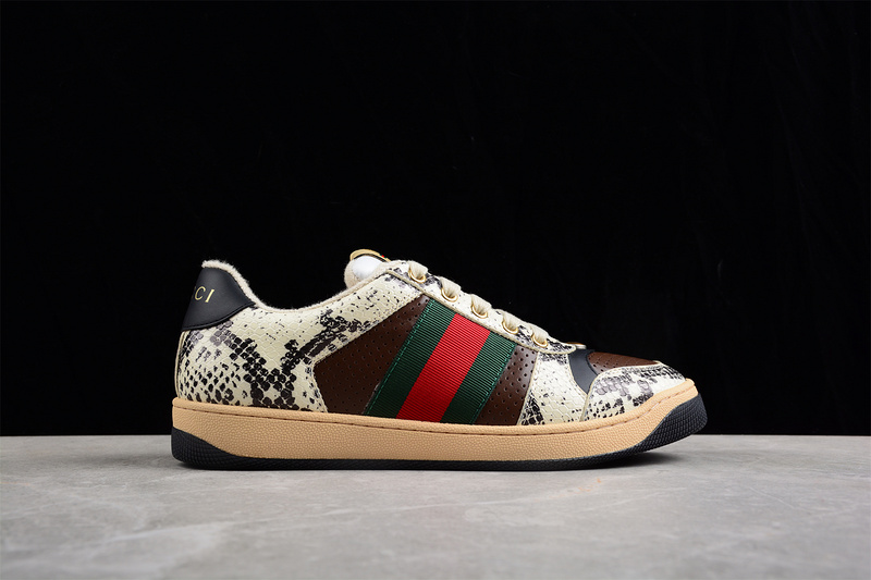 Gucci Ace Embroidered Low-Top Brown/Dark Green/Red-White 3