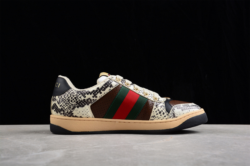 Gucci Ace Embroidered Low-Top Brown/Dark Green/Red-White 15