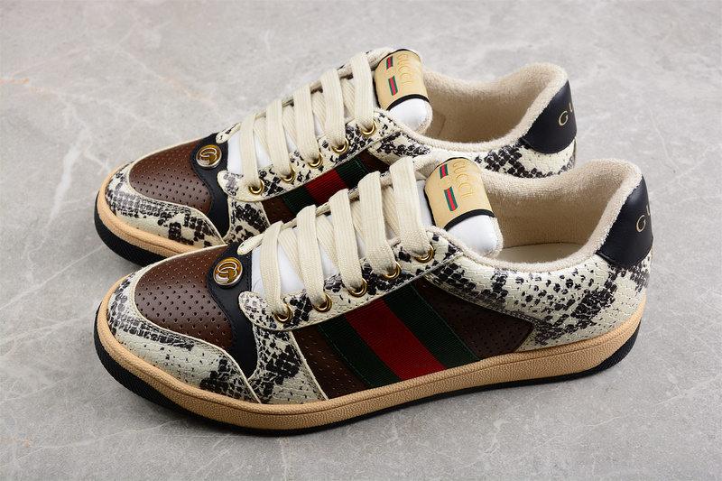 Gucci Ace Embroidered Low-Top Brown/Dark Green/Red-White 21