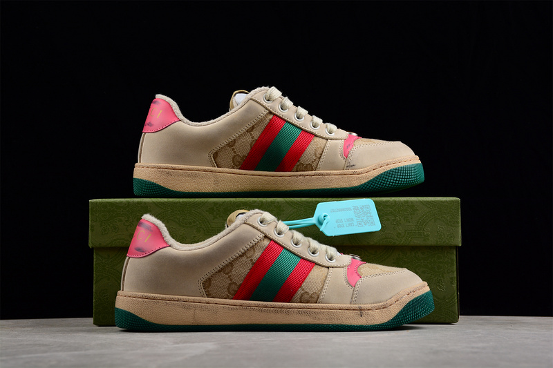 Gucci Screener Gg High-Top Sneaker Beige/Green/Pink 3