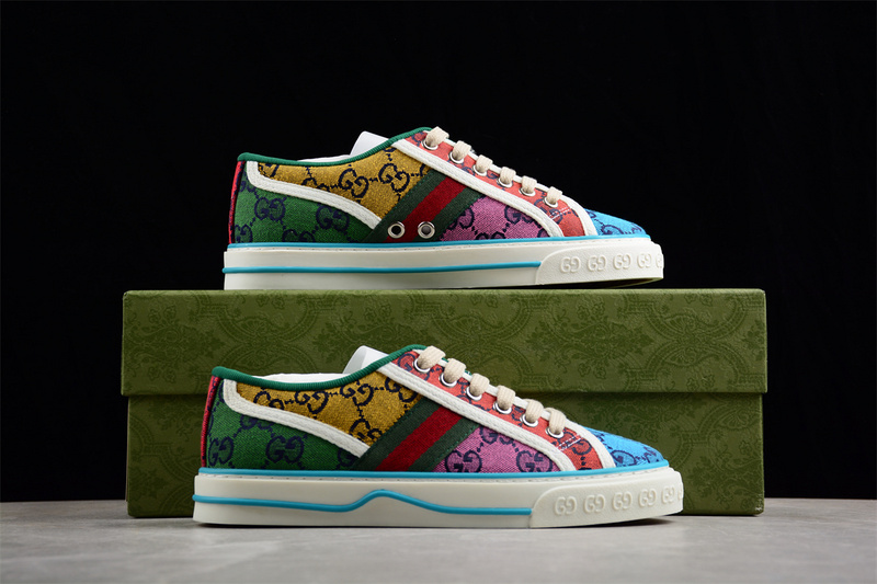 Gucci Tennis 1977 Print Sneaker Red/Pink/Green/Yellow 15