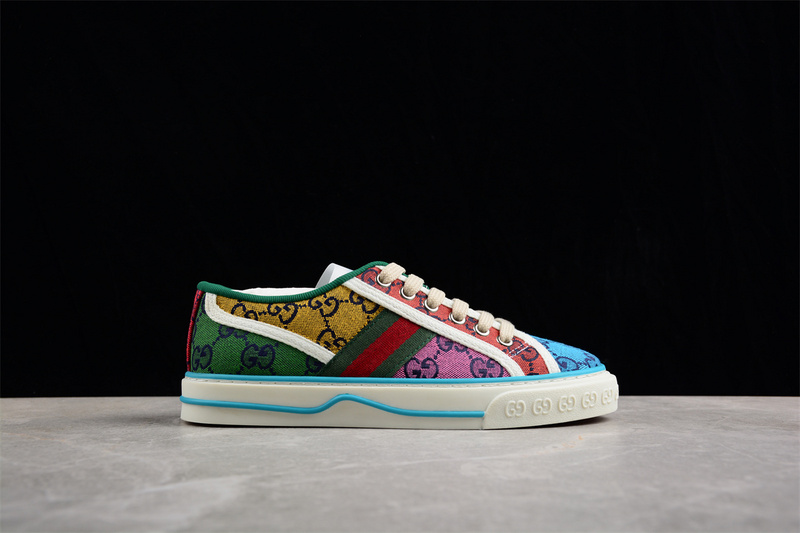 Gucci Tennis 1977 Print Sneaker Red/Pink/Green/Yellow 23