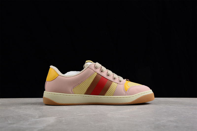 Gucci Ace Embroidered Low-Top Light Pink/Yellow/Beige 5