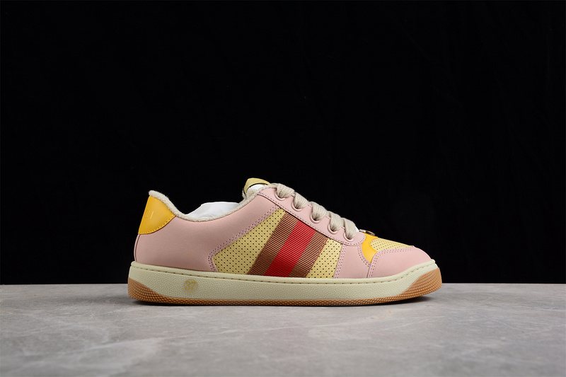 Gucci Ace Embroidered Low-Top Light Pink/Yellow/Beige 7