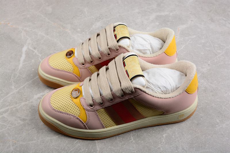 Gucci Ace Embroidered Low-Top Light Pink/Yellow/Beige 29