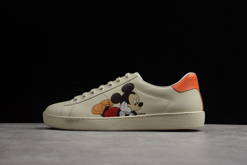 Gucci Ace Embroidered Low-Top Sneaker White/Black/Orange 25