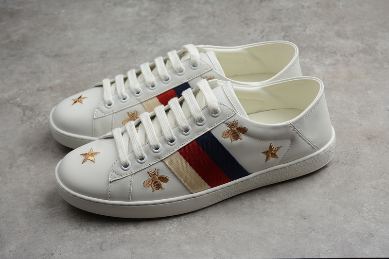 Gucci Ace Embroidered Low-Top Sneaker White/Blue/Gold 19