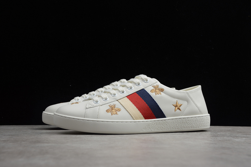 Gucci Ace Embroidered Low-Top Sneaker White/Blue/Gold 29