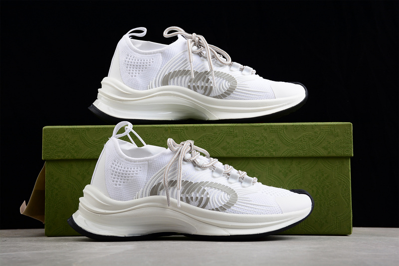 Gucci Knit Sneakers White/White/Light Grey 3