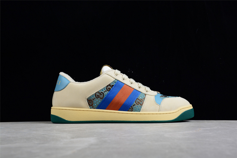 Gucci Distressed Screener Sneaker Beige/Red/Blue 9