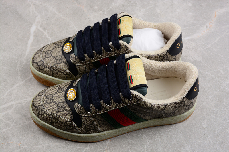 Gucci Distressed Screener Sneakers Brown/Black/Gold 3