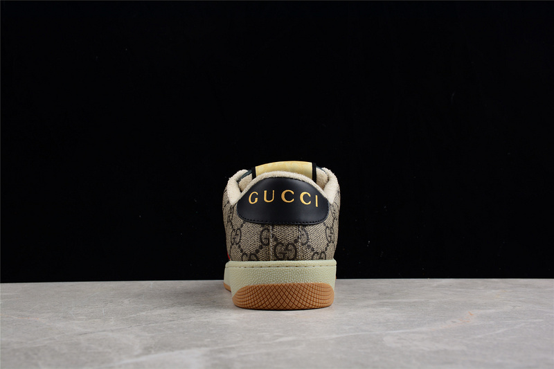 Gucci Distressed Screener Sneakers Brown/Black/Gold 27