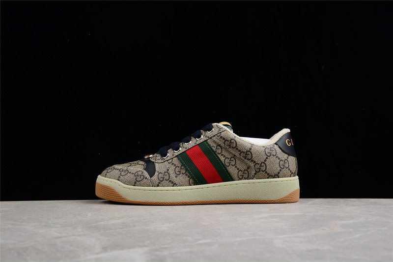 Gucci Distressed Screener Sneakers Brown/Black/Gold 43