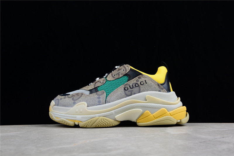 Gucci X Balenciaga Triple S Gray/Green/Yellow 15