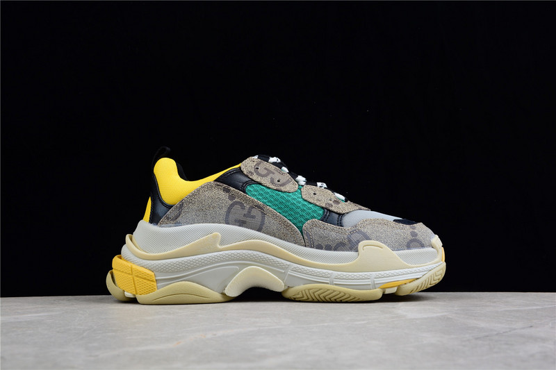 Gucci X Balenciaga Triple S Gray/Green/Yellow 23