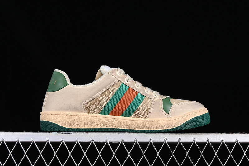 Gucci Distressed Screener Sneaker Broen/Grey/Green 3