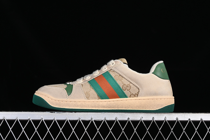 Gucci Distressed Screener Sneaker Broen/Grey/Green 9