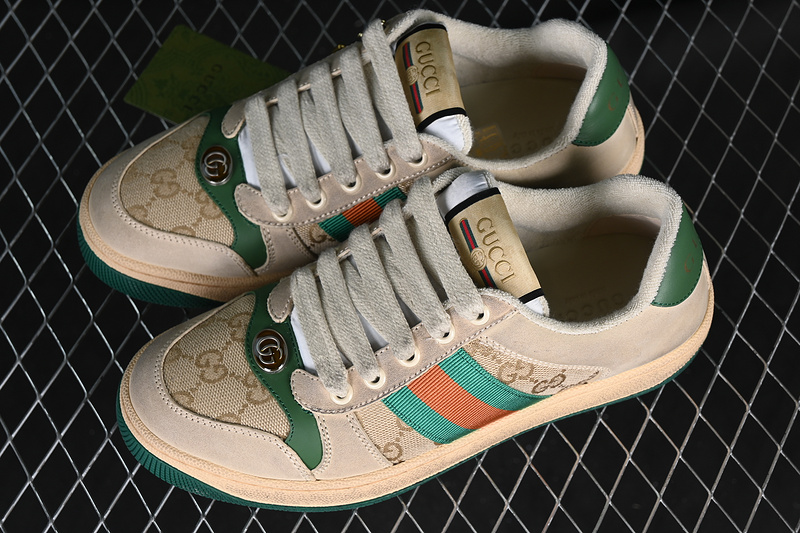 Gucci Distressed Screener Sneaker Broen/Grey/Green 21