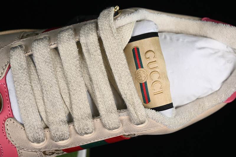 Gucci Distressed Screener Sneaker Pink/Broen/Grey/Red/Green 7