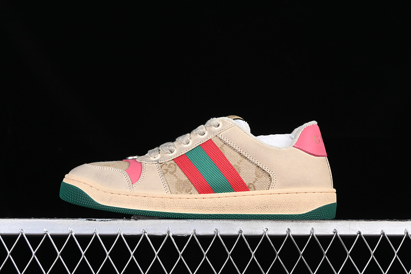 Gucci Distressed Screener Sneaker Pink/Broen/Grey/Red/Green 15