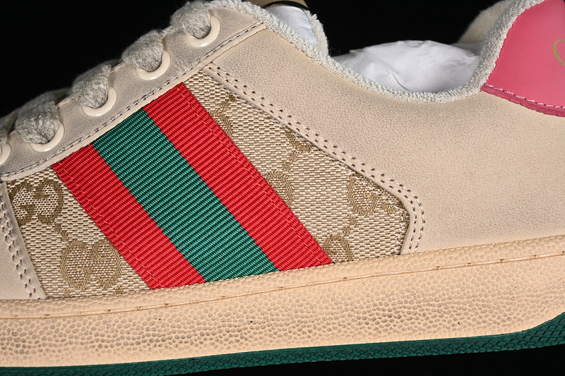 Gucci Distressed Screener Sneaker Pink/Broen/Grey/Red/Green 23