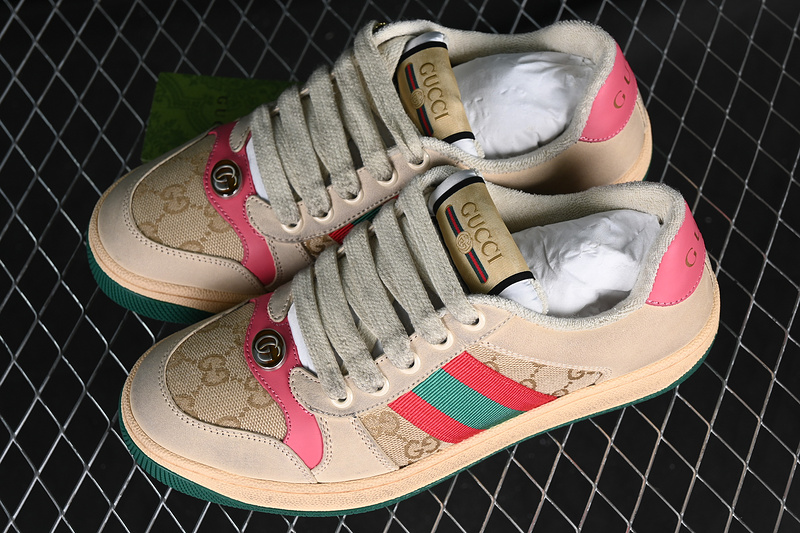 Gucci Distressed Screener Sneaker Pink/Broen/Grey/Red/Green 29