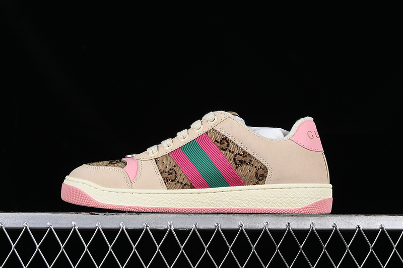 Gucci Distressed Screener Sneaker Red/Green/Brown/Pink 7