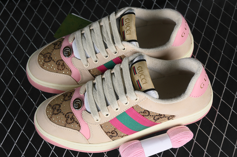 Gucci Distressed Screener Sneaker Red/Green/Brown/Pink 15