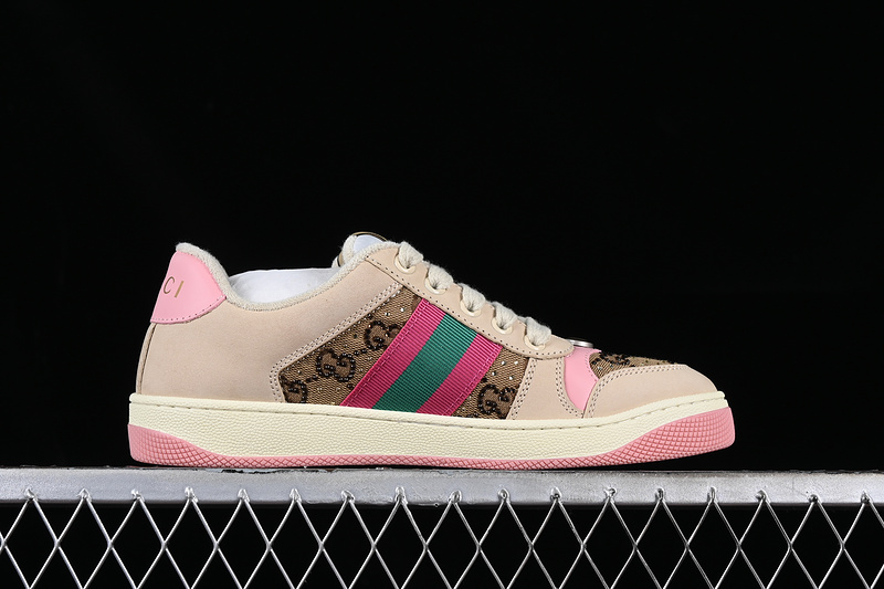 Gucci Distressed Screener Sneaker Red/Green/Brown/Pink 25