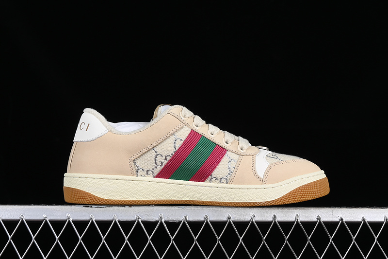 Gucci Distressed Screener Sneaker White/Broen/Grey/Red/Green 7