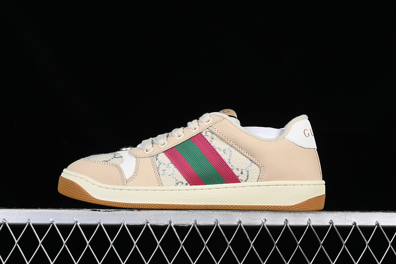 Gucci Distressed Screener Sneaker White/Broen/Grey/Red/Green 13