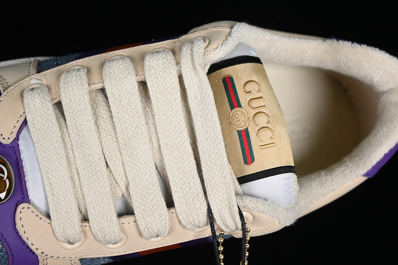 Gucci Distressed Screener Sneaker White/Broen/Purple/Red/Green 25