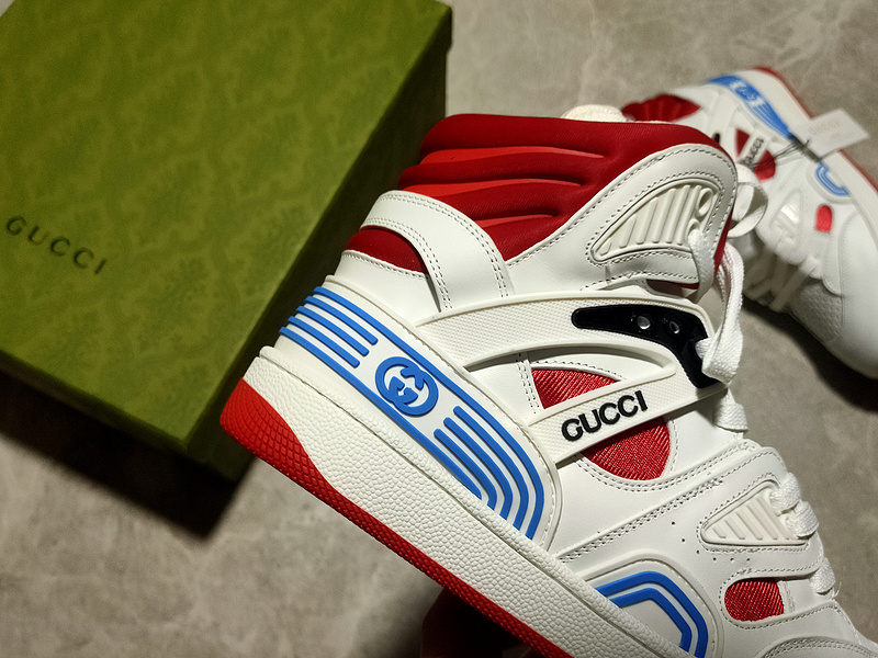 Gucci Basket Sneakers White/Blue/Red 9