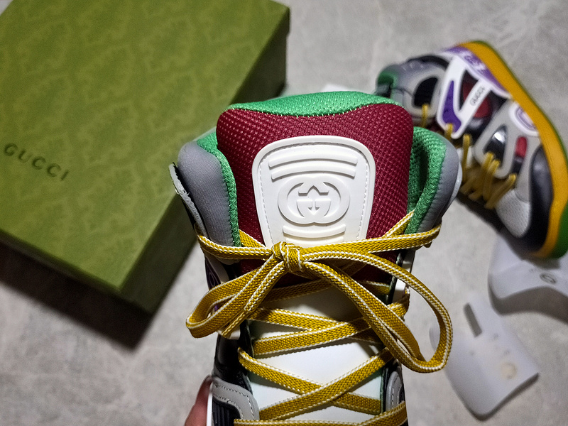 Gucci Basket Sneakers White/Green/Multi-Color 9