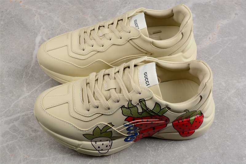 Gucci Rhyton Vintage Trainer Sneaker Beige/Red/Green 31